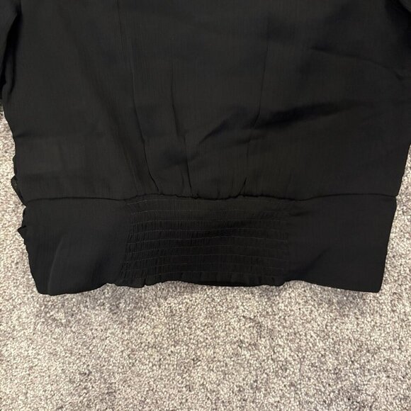 Express Women's Tie Waist Top Size XS Black V-Neck Faux Wrap Sheer Sleeve NWT$54 - Picture 11 of 16
